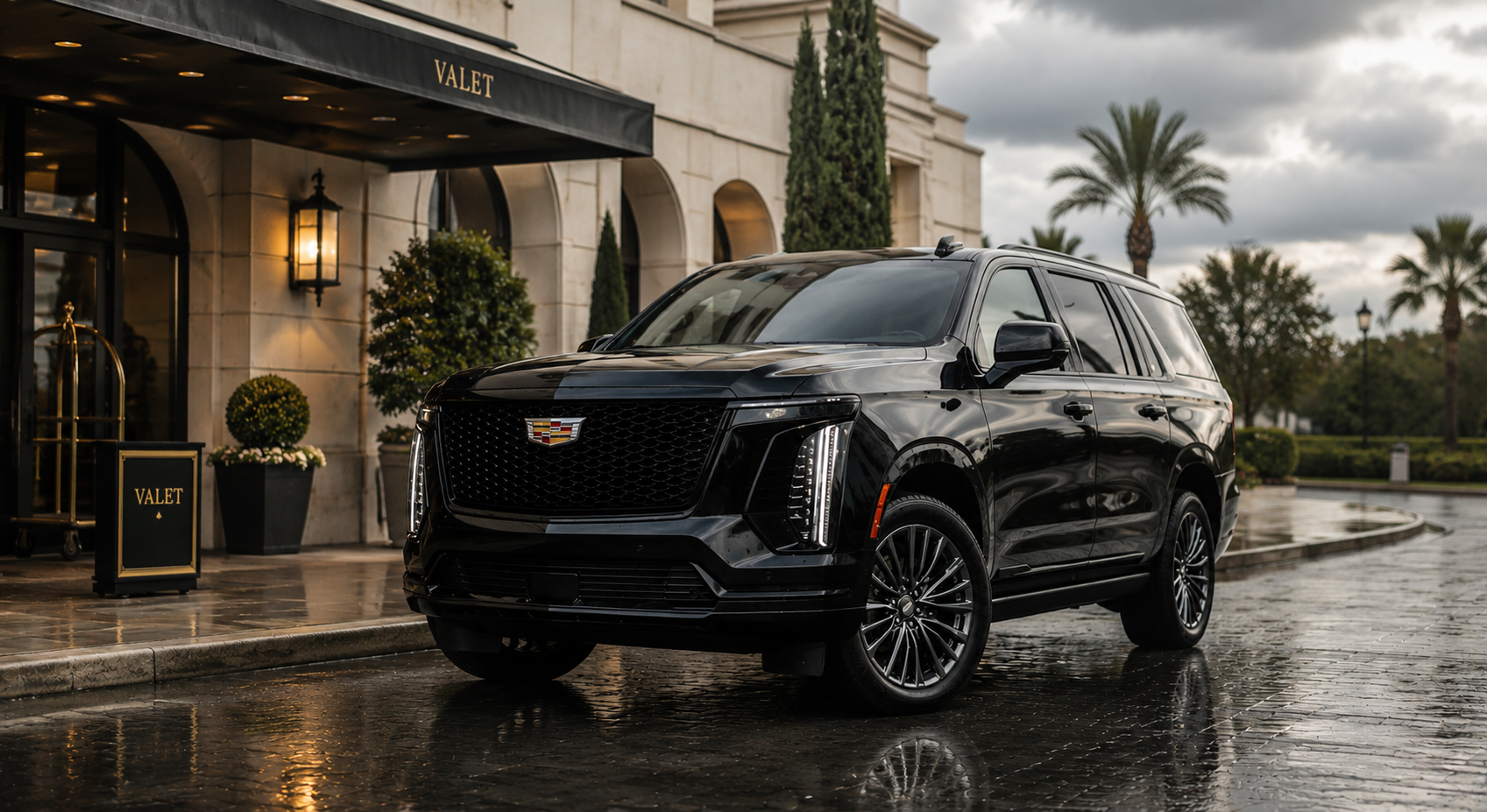 Black 2025 Cadillac Escalade ESV rental Orange County First Class Exotics