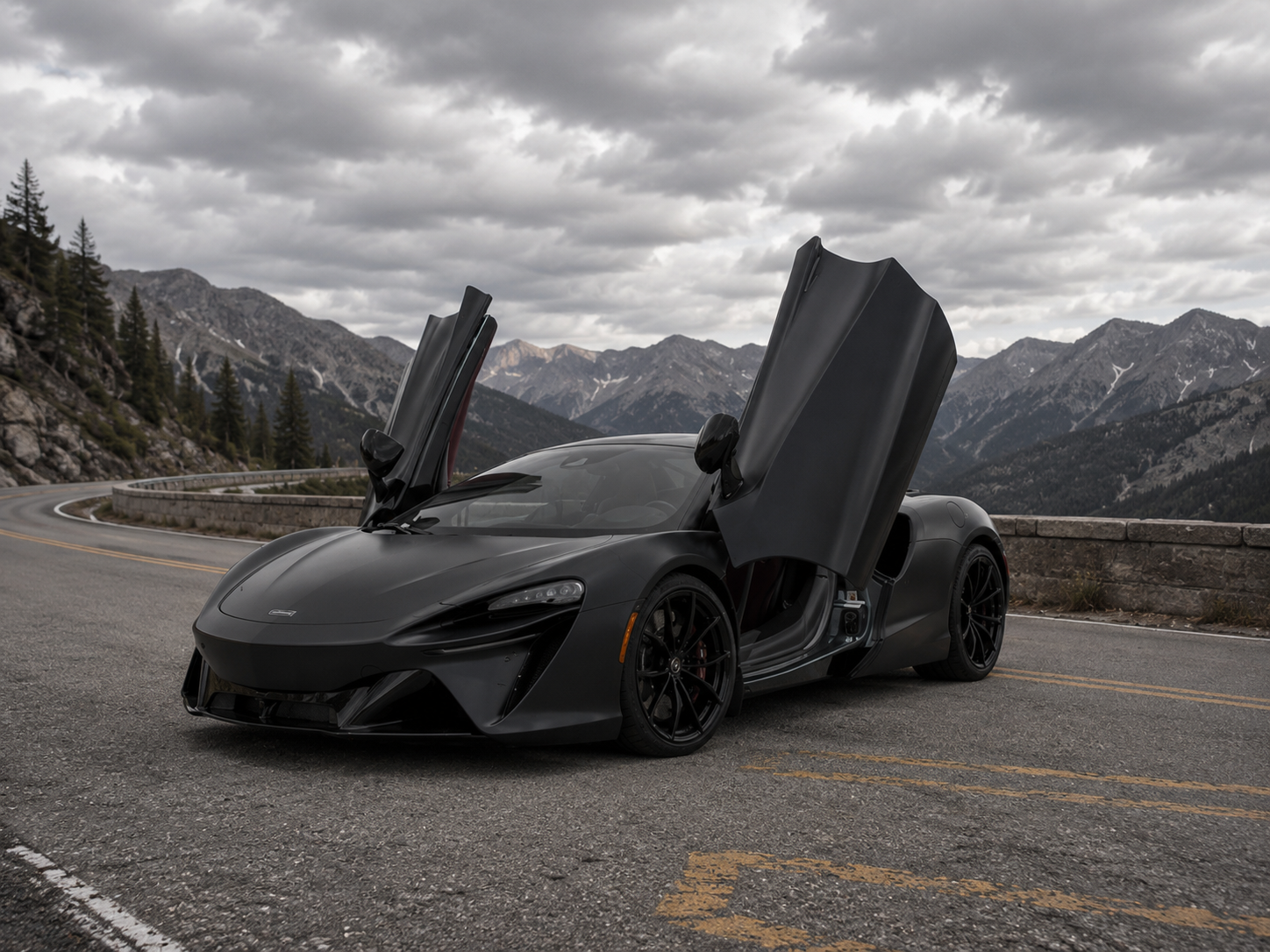 Black 2025 McLaren Artura Spider rental Orange County First Class Exotics
