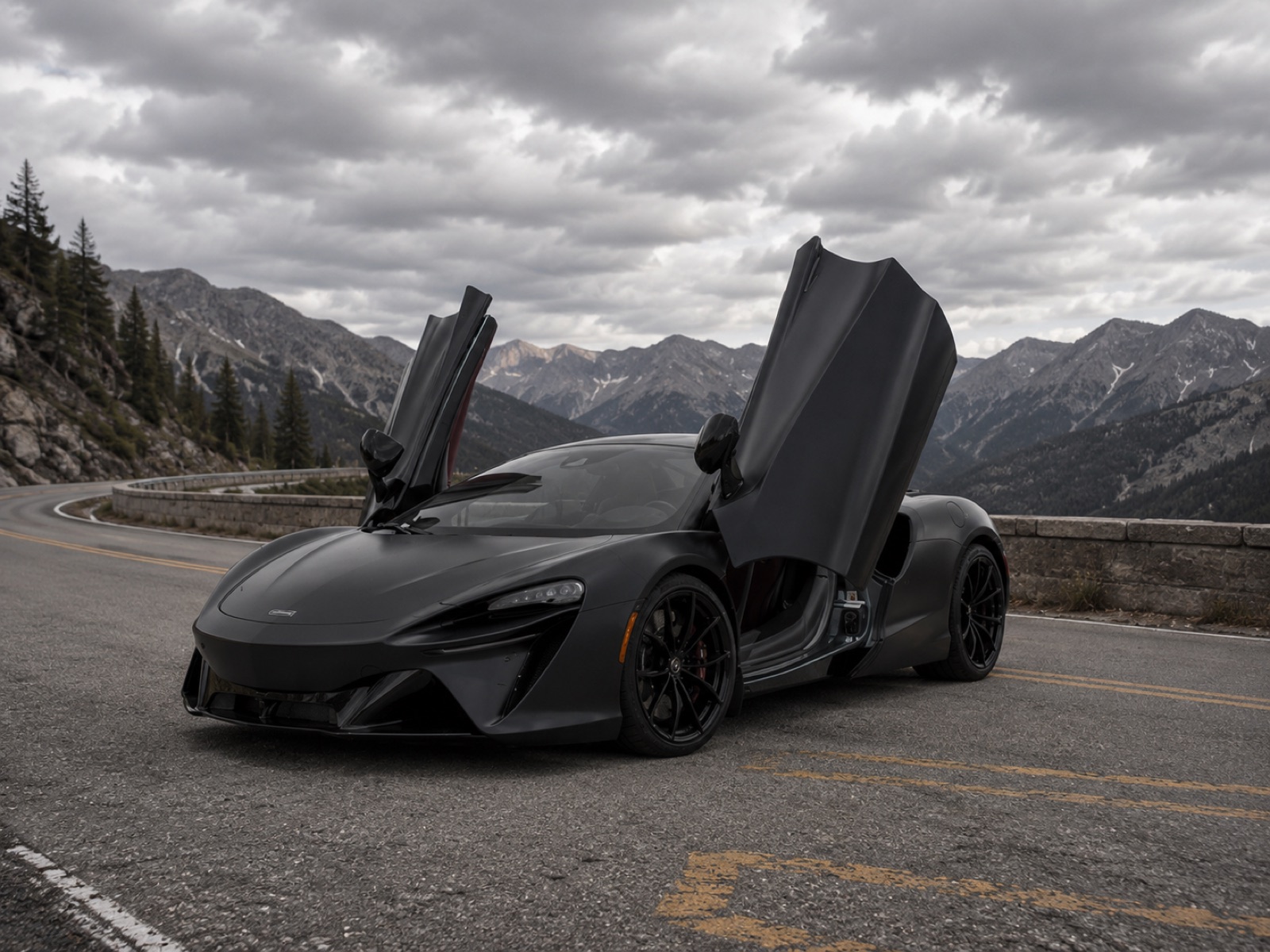 Black 2025 McLaren Artura Spider rental Orange County First Class Exotics