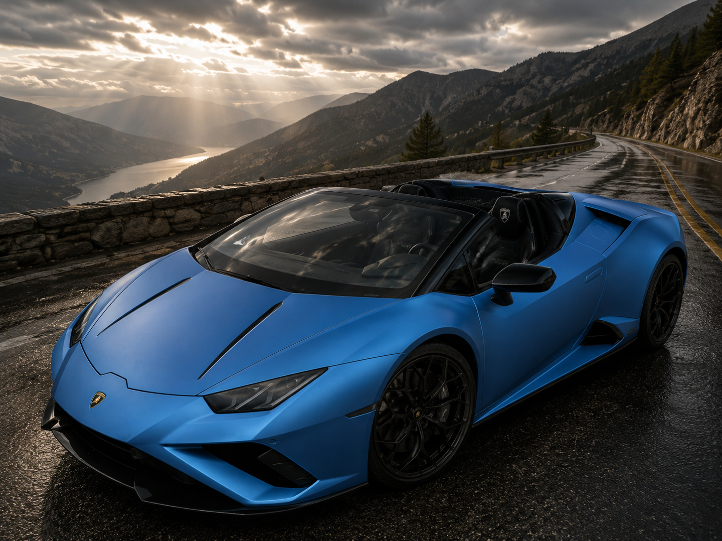 2022 Lamborghini Evo blue rental Orange County exotic car rental First Class Exotics