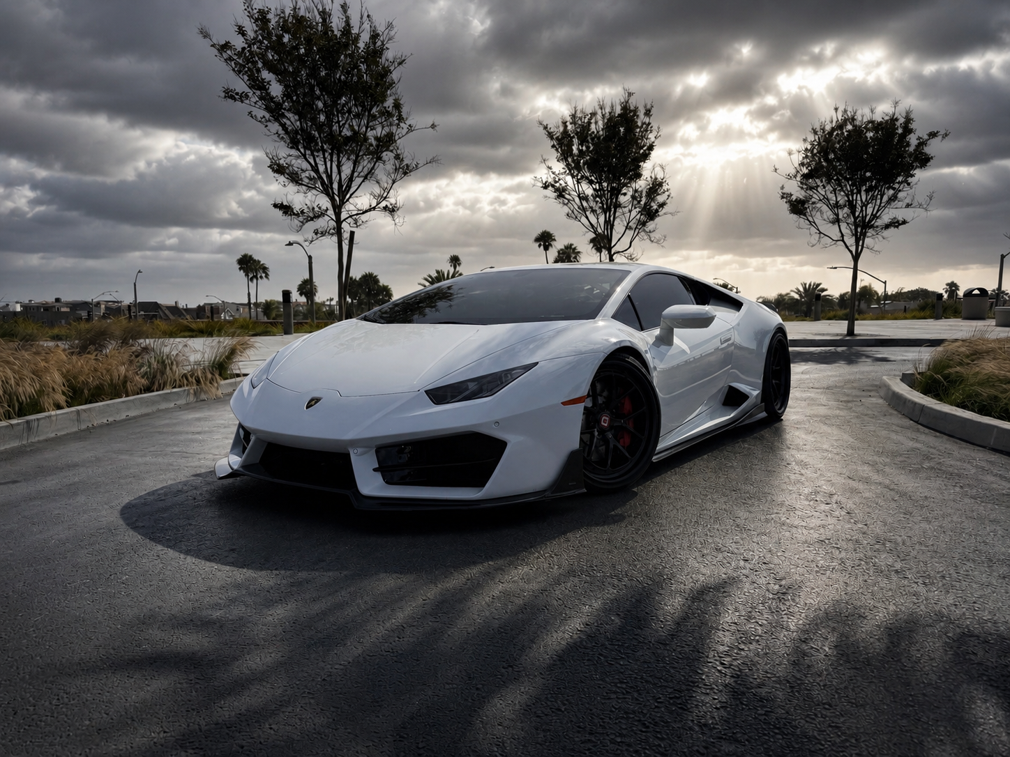 Lamborghini Huracan white rental Orange County exotic car rental First Class Exotics